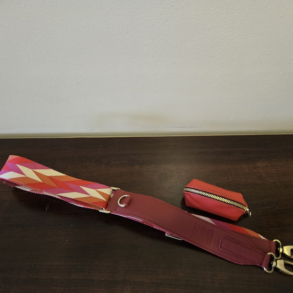 Portland Leather Goods Javelin Red/pink Crossbody Strap + Dopp Keychain